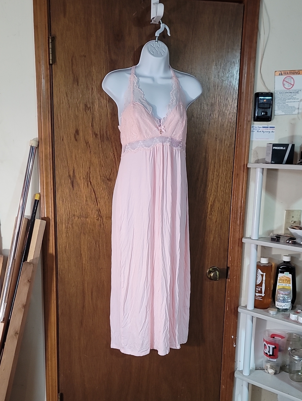 Women’s Pink Lace Halter Nightgown EUC